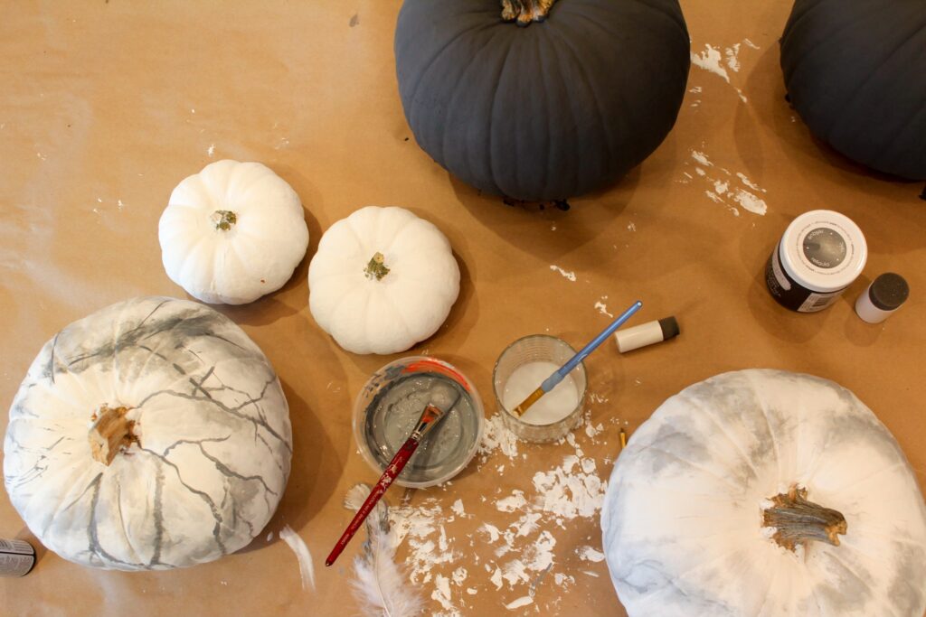 diy marble pumpkins